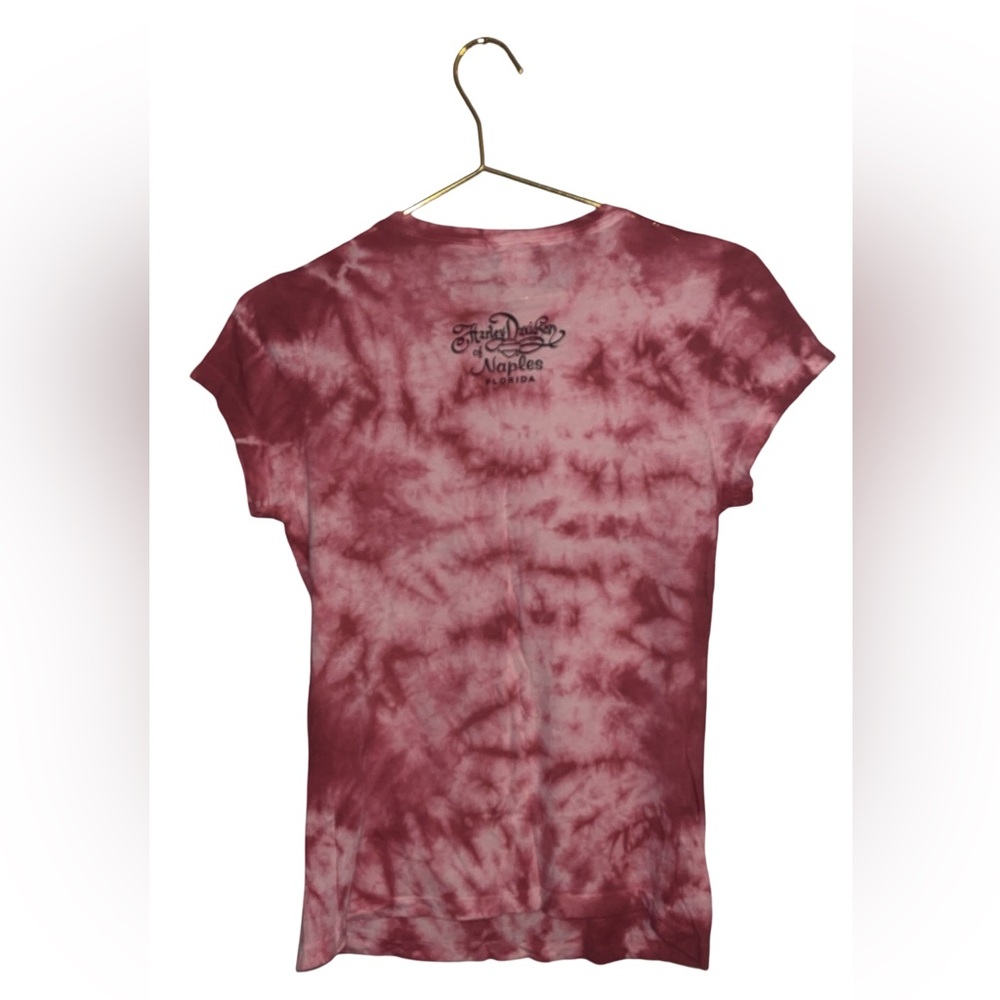 Harley-Davidson Woman’s Red Tie-Dye Crew Neck Graphic Tee Size Small P2P 17” - Picture 2 of 6